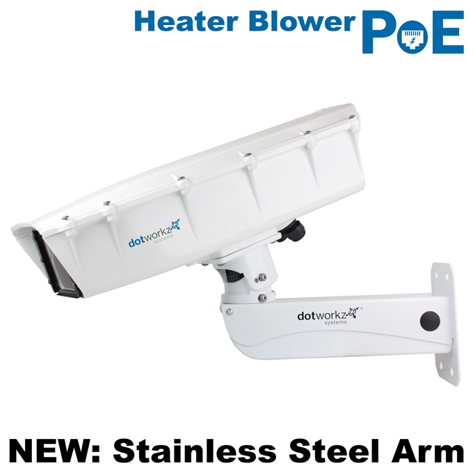 Dotworkz S-Type Heater Blower Camera Enclosure and Stainless Steel Arm with PoE (ST-HB-POE-SS)