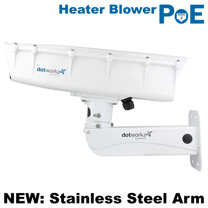 Dotworkz S-Type Heater Blower Camera Enclosure and Stainless Steel Arm with PoE (ST-HB-POE-SS)