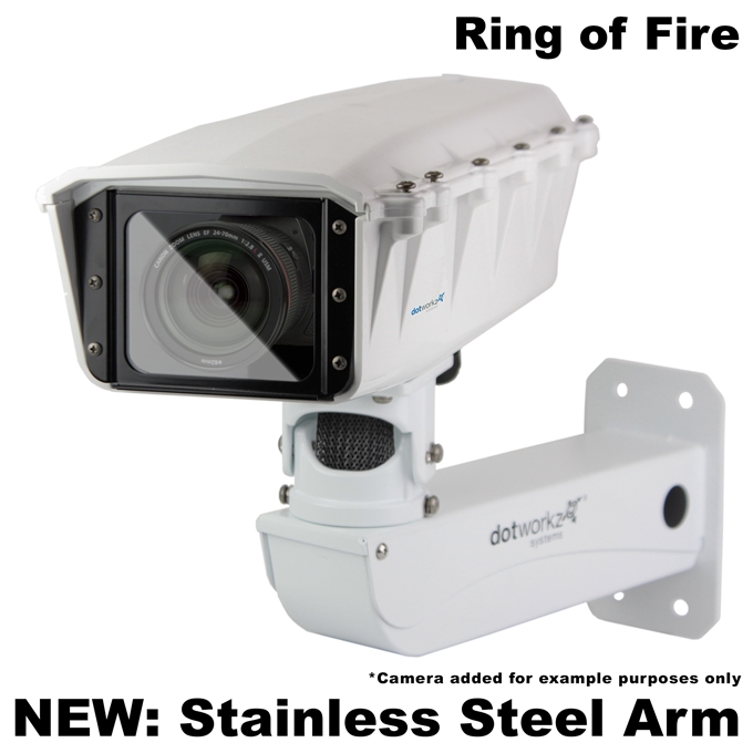 Dotworkz S-Type Ring of Fire De-Icing Camera Enclosure and Stainless Steel Arm IP68 (ST-RF-MVP-SS)