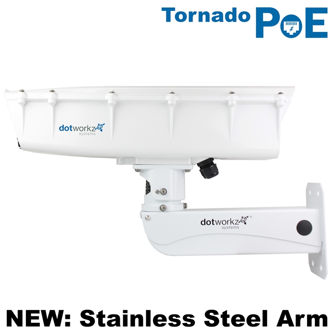 Dotworkz S-Type Tornado Dual Blower Camera Enclosure and Stainless Steel Arm IP68 with PoE (ST-TR-POE-SS)